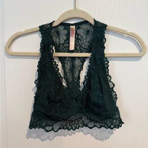 PINK Victoria's Secret Dark Green Lace Bralette